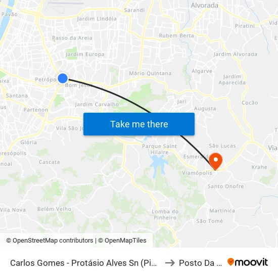 Carlos Gomes - Protásio Alves Sn (Piso 1) to Posto Da 44 map