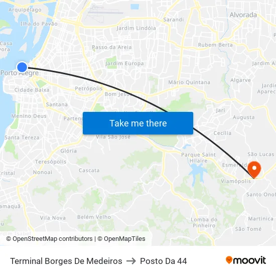 Terminal Borges De Medeiros to Posto Da 44 map
