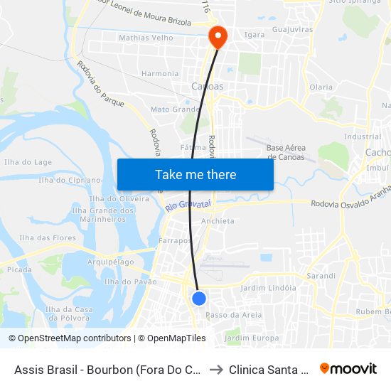 Assis Brasil - Bourbon (Fora Do Corredor) to Clinica Santa Tecla map