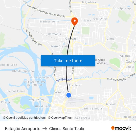 Estação Aeroporto to Clinica Santa Tecla map