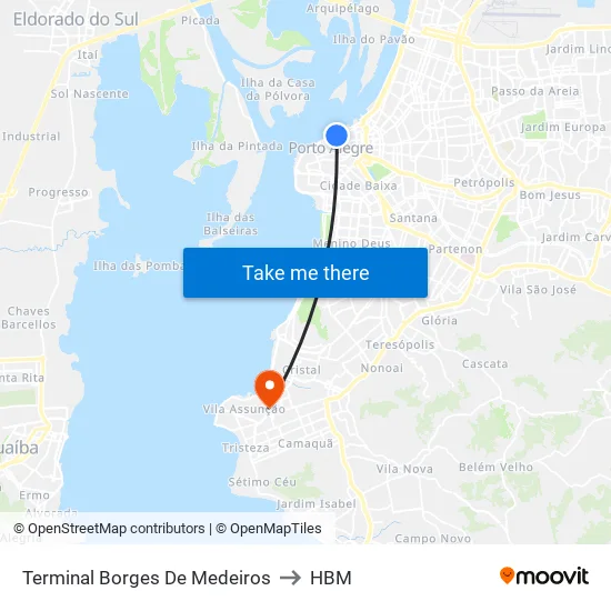Terminal Borges De Medeiros to HBM map
