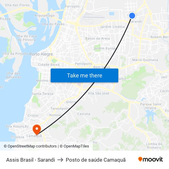Assis Brasil - Sarandi to Posto de saúde Camaquã map