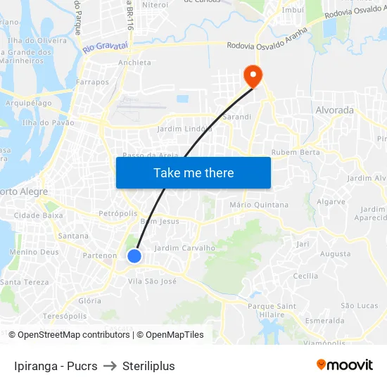 Ipiranga - Pucrs to Steriliplus map