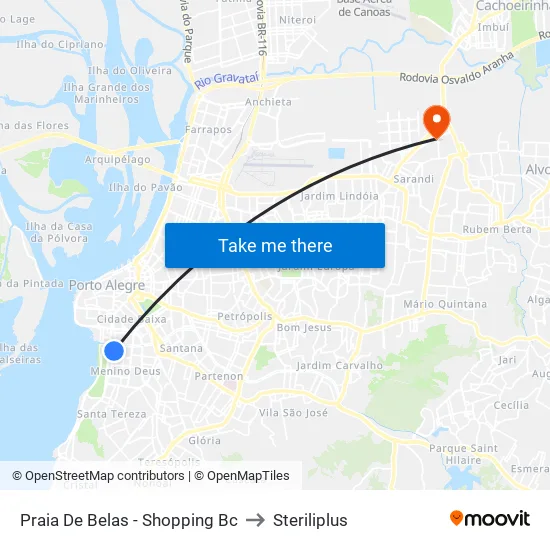 Praia De Belas - Shopping Bc to Steriliplus map