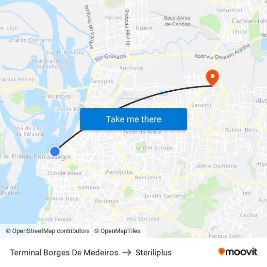 Terminal Borges De Medeiros to Steriliplus map