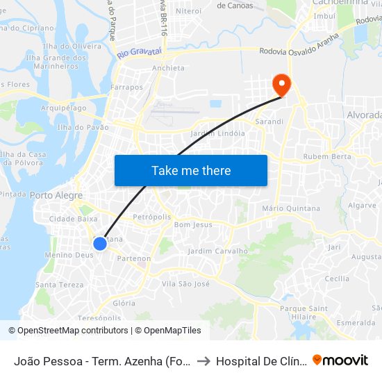 João Pessoa - Term. Azenha (Fora Do Corredor) to Hospital De Clínicas 475 map