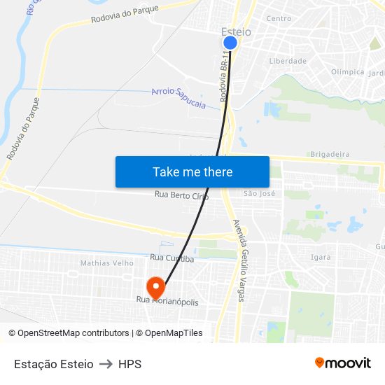 Estação Esteio to HPS map