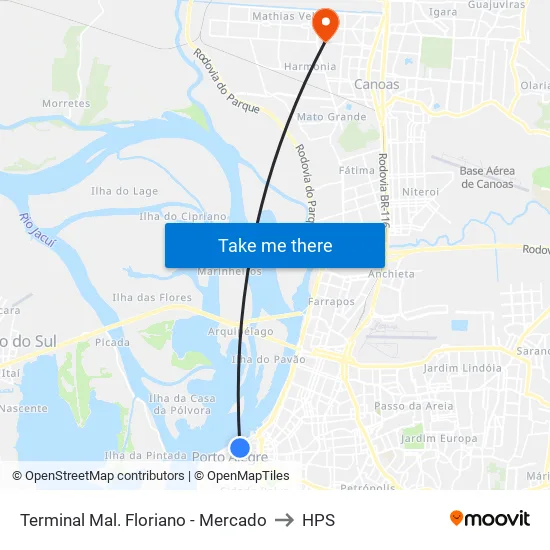 Terminal Mal. Floriano - Mercado to HPS map