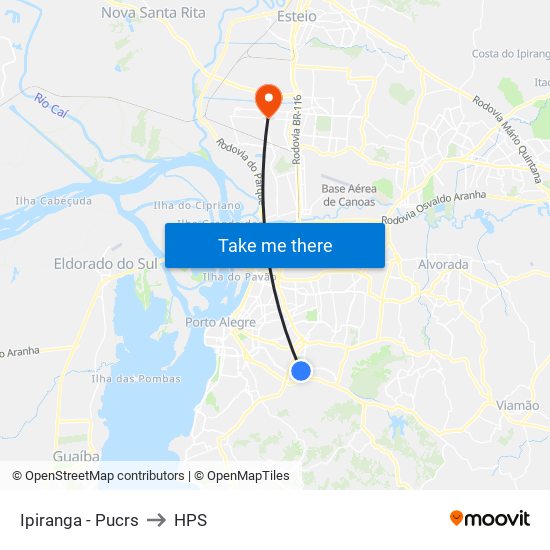 Ipiranga - Pucrs to HPS map