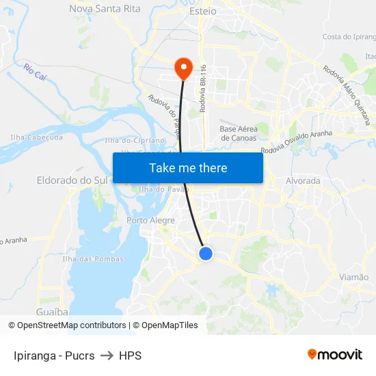 Ipiranga - Pucrs to HPS map