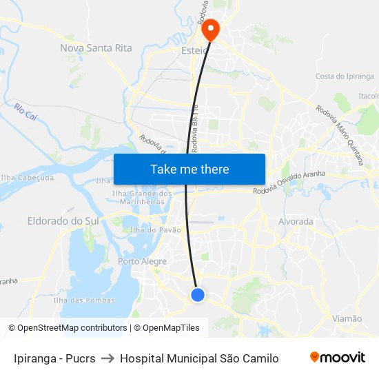 Ipiranga - Pucrs to Hospital Municipal São Camilo map