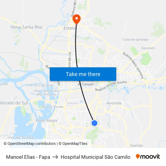 Manoel Elias - Fapa to Hospital Municipal São Camilo map