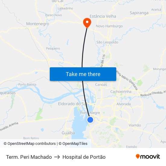 Term. Peri Machado to Hospital de Portão map