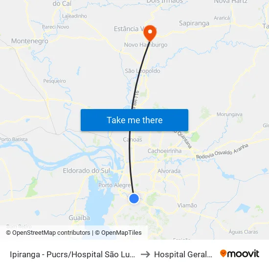 Ipiranga - Pucrs/Hospital São Lucas to Hospital Geral💉🏨 map
