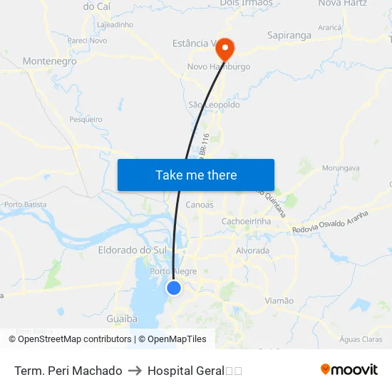 Term. Peri Machado to Hospital Geral💉🏨 map