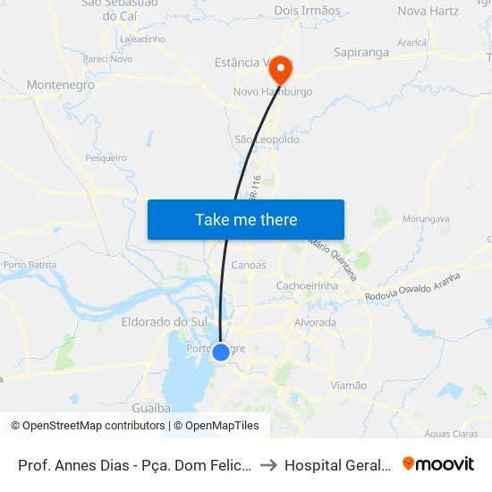 Prof. Annes Dias - Pça. Dom Feliciano to Hospital Geral💉🏨 map