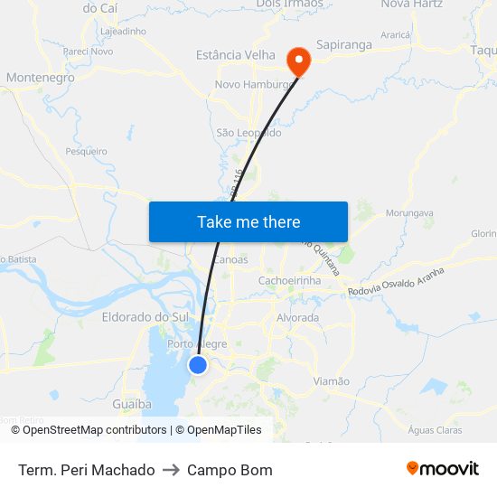 Term. Peri Machado to Campo Bom map