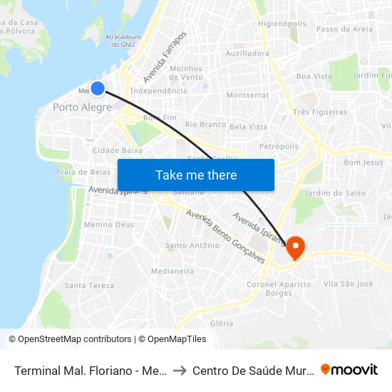 Terminal Mal. Floriano - Mercado to Centro De Saúde Murialdo map