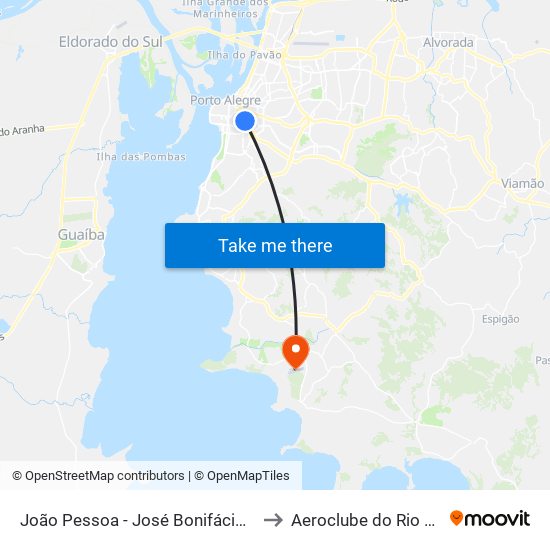 João Pessoa - José Bonifácio (Fora Do Corredor) to Aeroclube do Rio Grande do Sul map