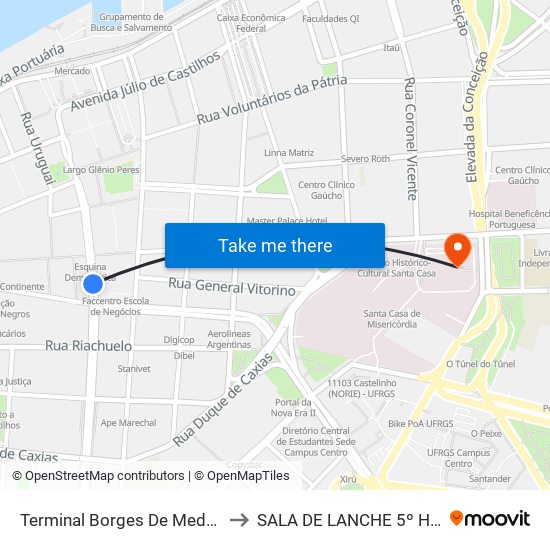 Terminal Borges De Medeiros to SALA DE LANCHE 5º HDVS map