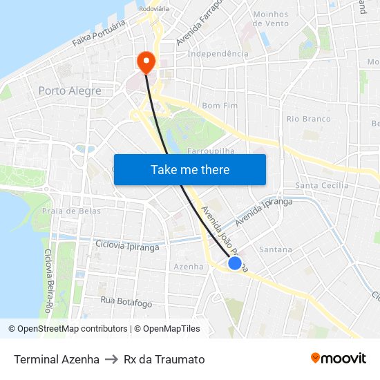 Terminal Azenha to Rx da Traumato map