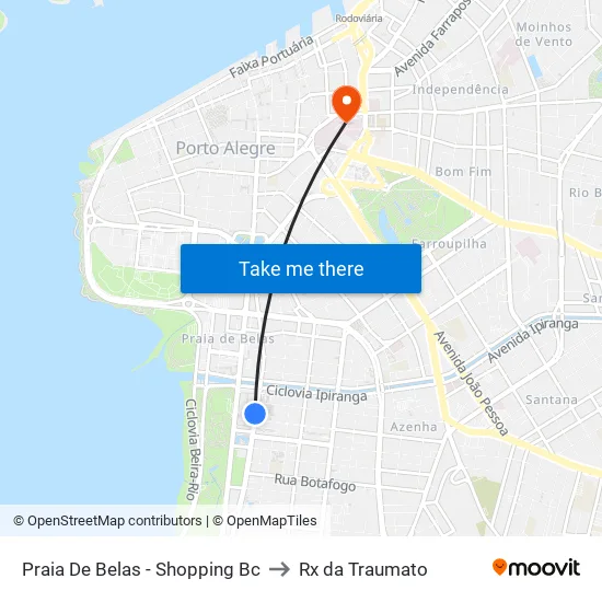 Praia De Belas - Shopping Bc to Rx da Traumato map