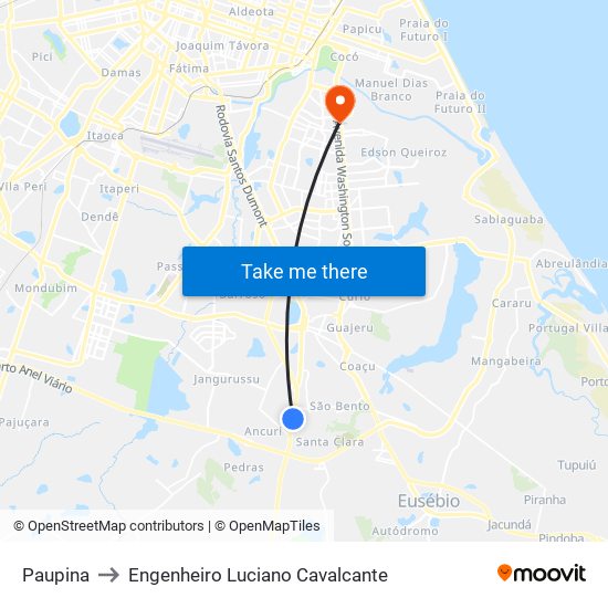 Paupina to Engenheiro Luciano Cavalcante map