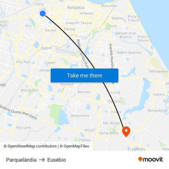 Parquelândia to Eusébio map