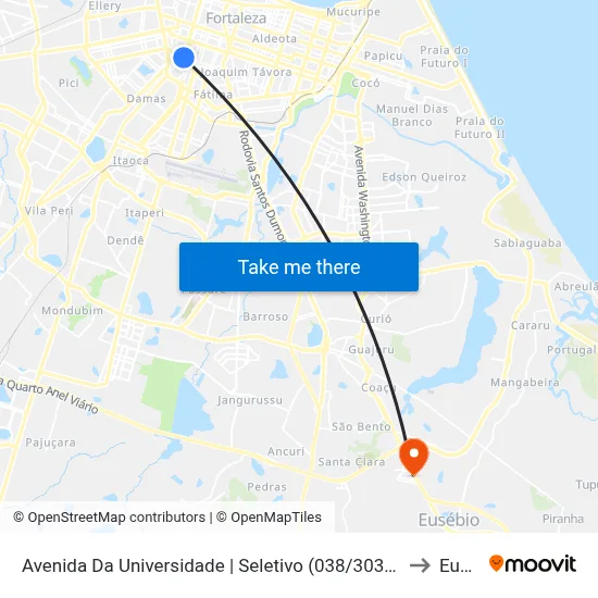 Avenida Da Universidade | Seletivo (038/303/305/307/314/331) - Benfica to Eusébio map