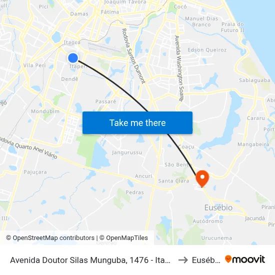 Avenida Doutor Silas Munguba, 1476 - Itaperi to Eusébio map