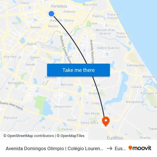 Avenida Domingos Olímpio | Colégio Lourenço Filho - José Bonifácio to Eusébio map