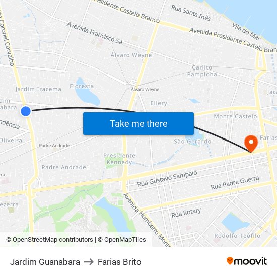 Jardim Guanabara to Farias Brito map