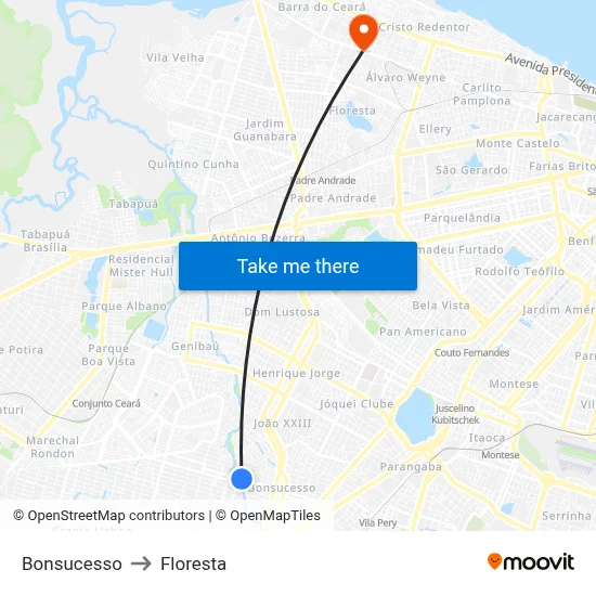 Bonsucesso to Floresta map