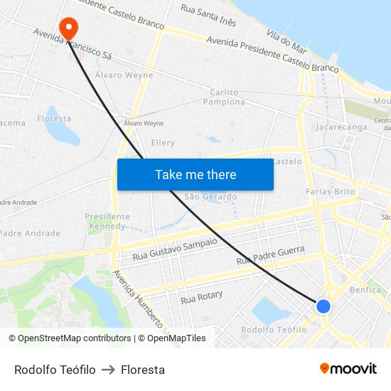 Rodolfo Teófilo to Floresta map