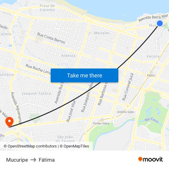 Mucuripe to Fátima map