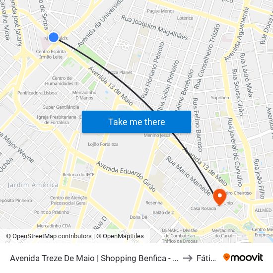 Avenida Treze De Maio | Shopping Benfica - Benfica to Fátima map