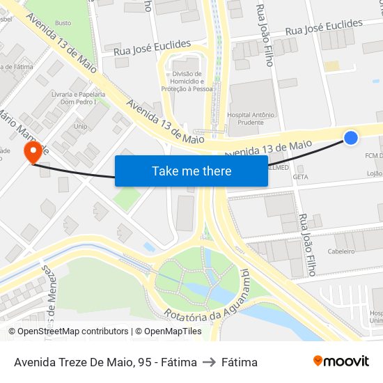 Avenida Treze De Maio, 95 - Fátima to Fátima map