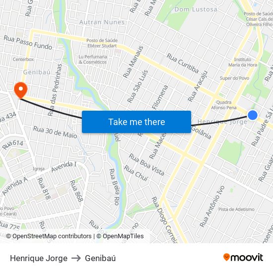 Henrique Jorge to Genibaú map