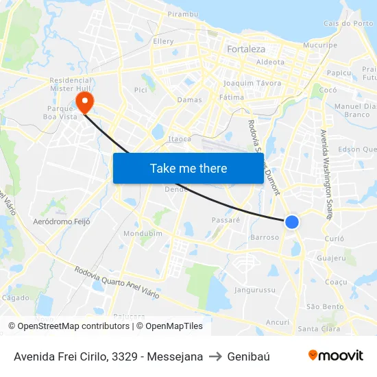 Avenida Frei Cirilo, 3329 - Messejana to Genibaú map