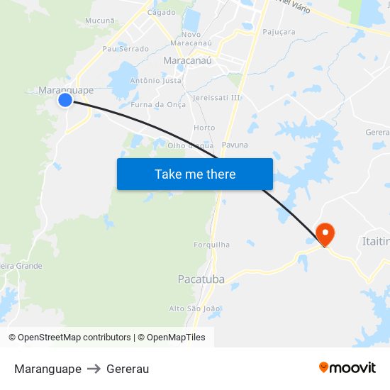 Maranguape to Gererau map