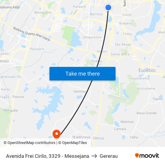 Avenida Frei Cirilo, 3329 - Messejana to Gererau map