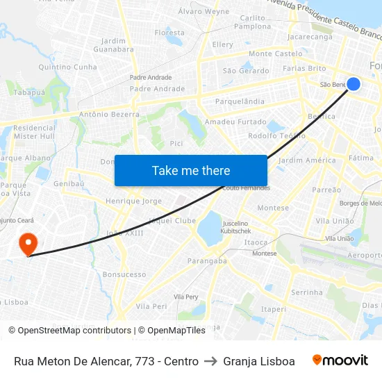 Rua Meton De Alencar, 773 - Centro to Granja Lisboa map
