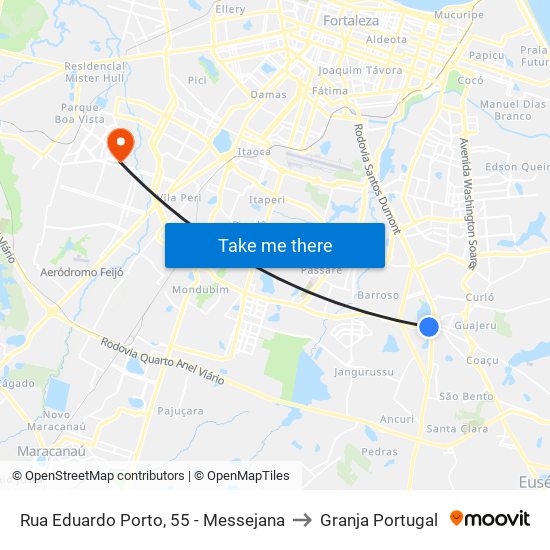 Rua Eduardo Porto, 55 - Messejana to Granja Portugal map