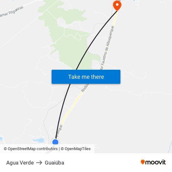 Agua Verde to Guaiúba map