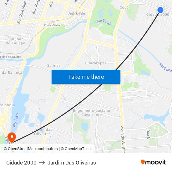 Cidade 2000 to Jardim Das Oliveiras map
