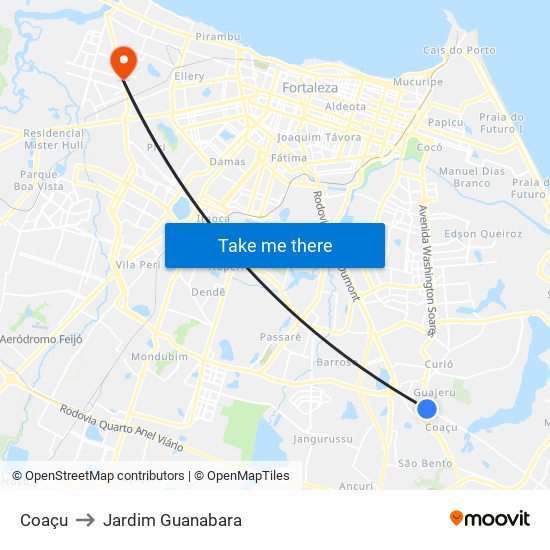 Coaçu to Jardim Guanabara map