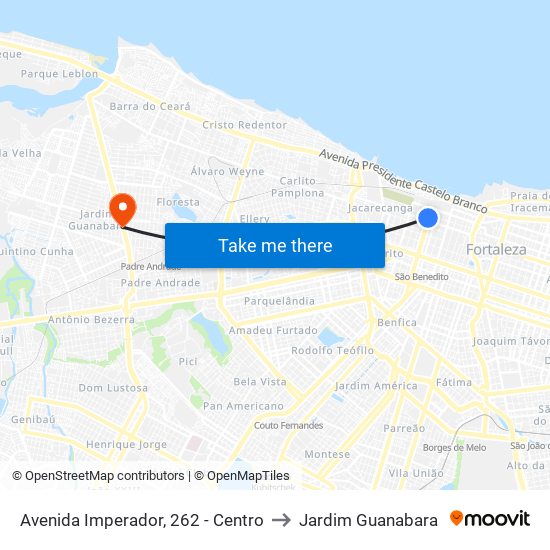 Avenida Imperador, 262 - Centro to Jardim Guanabara map