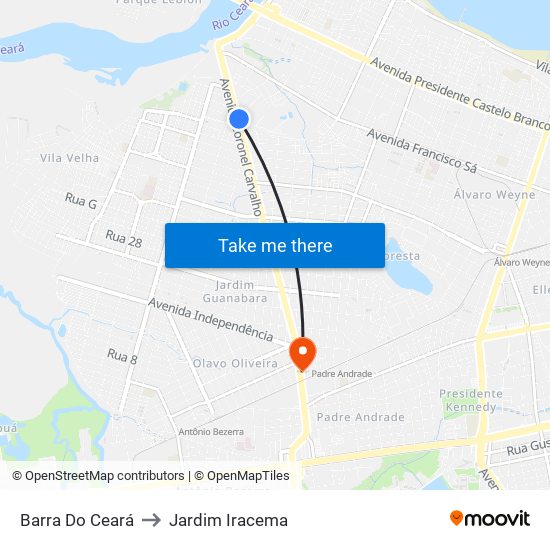 Barra Do Ceará to Jardim Iracema map