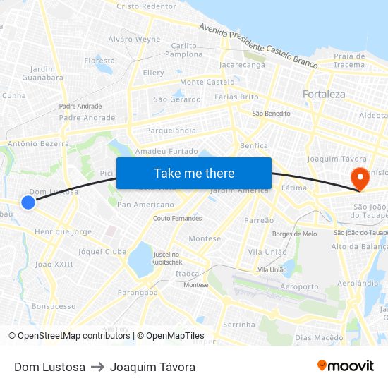 Dom Lustosa to Joaquim Távora map
