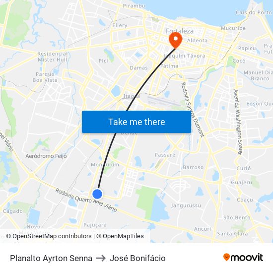 Planalto Ayrton Senna to José Bonifácio map